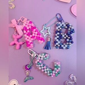 Custom Letter Beaded Keychain, Personalized Name Keychain, Cute Pastel Charm